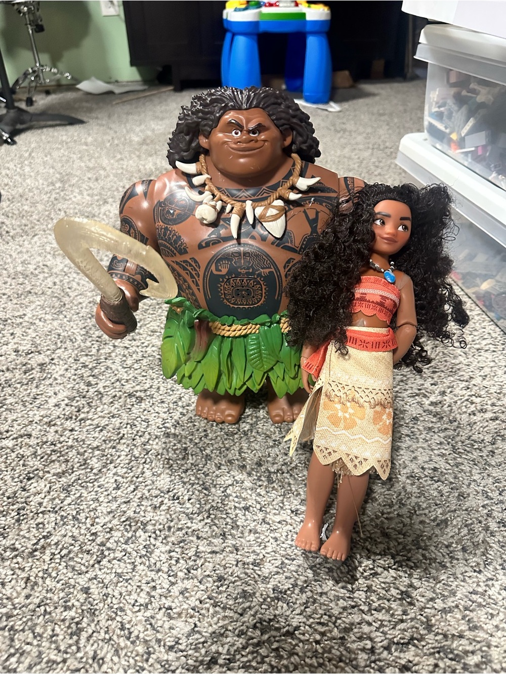 Disney Moana and Maui Toy Figure Set - Brown, Green, Black